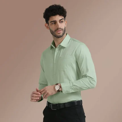 Cambridge Cotton Shirt In Moss Green