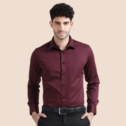 Cambridge Cotton Shirt In Wineberry