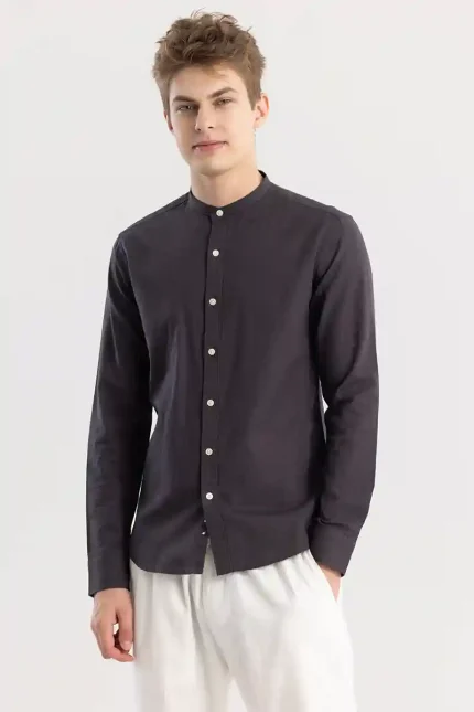 Linen Elegance Dark Grey Shirt